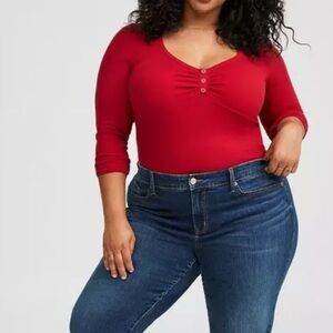 Torrid Thermal V-Neck Long Sleeve Cinched Henley Top